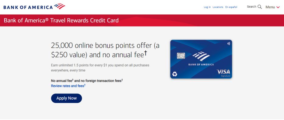 Bank of America Travel Rewards Credit Card